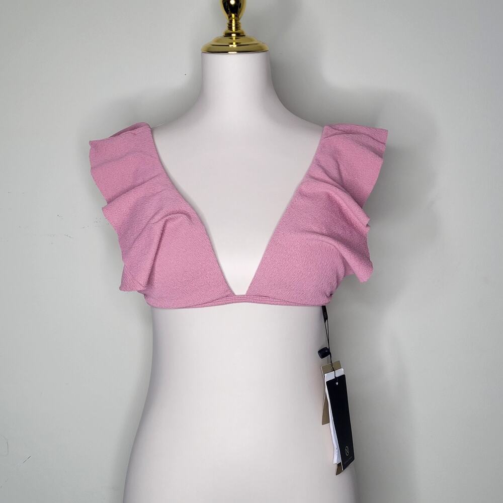 ViX Paula Hermanny Firenze Liz Bikini Top Blush Rose Petal Pink Ruffled Sz L NWT
